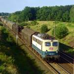 140 663 mit Gterzug Richtung Buchholz (Nordheide) am 16.08.2002 zwischen Maschen und Jesteburg