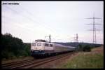 140490 ist mit Zug 7331 am 11.8.1989 um 17.45 Uhr nahe Seckach unterwegs nach Osterburken.
