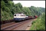 140551 mit Güterzug am 2.6.1989 um 11.32 Uhr in Richtung Münster südlich des Lengericher Tunnels.