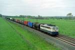 140 473 mit Gterzug Richtung Maschen am 16.05.1996 zwischen Jesteburg und Maschen Rbf