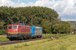 RCC 140 070 und ATLU 185 515 am 30.09.2021 als Tfzf in Retzbach-Zellingen.