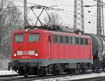 140 621-4 bei der Ausfahrt aus dem Gbf Kln Gremberg am 27.01.2010 (Fotostandpunkt Schrebergartensiedlung an der Porzer Ringstr.--- > ffentl.zugnglich !! )