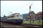 140499 fuhr am 9.7.1991 um 10.38 Uhr mit einem Eilzug in Richtung Mosbach in den Bahnhof Dallau ein.
