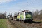 140 002-7 der EVB mit leerem Autologistiker bei Woltorf am 22.03.2017