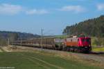 Eine 140 von der BayernBahn zieht einen Henkel-Zug richtung Ansbach, 18.03.2016