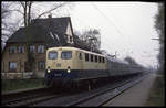 141431 hält mit dem RB 6423 am 14.4.1992 auf dem Weg nach Bremen um 13.53 Uhr in Heidkrug.
