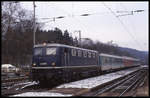 Bahnhof Guntershausen am 26.01.2000:Auch die Museumslok der DB E 41001 gehörte zu den Sichtungen.