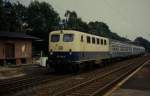Einfahrt des N 7052 aus Osnabrück mit 141320 am 7.9.1989 um 15.44 Uhr in Ibbenbüren Laggenbeck.