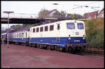 141295 mit E 3597 nach Göttingen am 10.09.1989 um 15.44 Uhr im Bahnhof Einbeck.