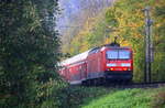 Ein Nachschuss auf die 143 194 DB schiebt einen RB27 von Koblenz-Hbf nach Mönchengladbach-Hbf und kam aus Richtung Koblenz und fuhr durch Bad-Honnef am Rhein in Richtung Köln.