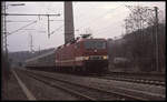 143871 hat hier am 10.3.1993 um 16.02 Uhr gerade mit ihrem N nach Siegen die Sauerlandlinie unterquert.