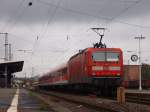 143 091-7 steht am 01.06.07 auf Gleis 4 des Aalener Bahnhofs.