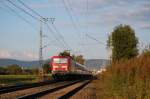 143 057-8 zog am 12.09.07 einen Abend-RegionalExpress von Aalen nach Stuttgart HBF, hier in Hhe Aalen-Essingen aufgenommen.