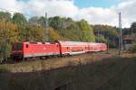 143 960-6 macht sich am 30.09.04 mit ihrer RB am Haken auf den Weg nach Sangerhausen