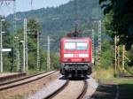 143 837-3 mit RB81 von Trier nach Koblenz ist gerade vom Bengler Bahnhof abgefahren  Aufgenommen am 06.08.2009