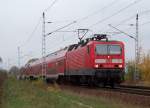 143 868-8 kommt hier mit einer RB14 von Nauen nach Senftenberg ber Lbbenau/Spreewald.