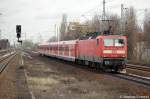 143 309 mit der RB13 / S-Ergnzung nach Berlin Hbf(tief) in Berlin Jungfernheide. 12.01.2011