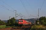 143 173-3 zieht am 02.08.'11 im Sandwich mit MEG 606 den RE nach Cottbus durch Radebeul-Naundorf