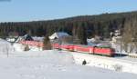 143 972-8 und 332-5 mit der RB 26953 (Freiburg(Brsg)Hbf-Seebrugg) bei Altglashtten Falkau 3.3.13 