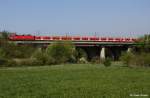 DB 143 624-5 schiebt S 39615 Roth - Altdorf, S-Bahn Nrnberg, KBS 890.2 Roth - Altdorf, fotografiert auf der Rednitzbrcke bei Wolkersdorf am 20.04.2011 --> Leider wird an dieser Stelle die schne