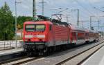 Am 10.07.14 steht 143 349 mit einer RB von Magdeburg nach Dessau im Bahnhof Roßlau.
