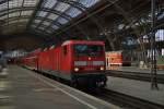 143 120-4 steht abfahrtbereit im Leipziger Hbf. als RB 26140 nach Lutherstadt Wittenberg am 04.10.14. 