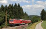 143 364-8 und 143 350-7 mit der RB 26952 (Seebrugg-Freiburg(Brsg)Hbf) bei Hinterzarten 16.7.15