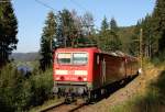 143 308-5 und 143 640-1 mit der RB 26959 (Freiburg(Brsg)Hbf-Seebrugg) auf der Seesteige 31.8.15