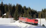 143 316-8 mit der RB 17267 (Freiburg(Brsg)Hbf-Seebrugg) bei Hinterzarten 26.1.16