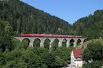 143 332-5 und 143 145-1 mit der RB 17276 (Seebrugg-Freiburg(Brsg)Hbf) auf dem Ravennaviadukt 10.7.16