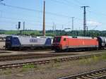 Gterzug Aufstellung in Saalfeld am 07.07.13 mit RBH 109 (143 936-3) und 152 153-3.