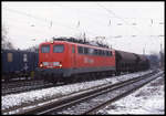 BF Guntershausen am 26.01.2000: Cargo 150086-7 fährt um 11.18 Uhr mit einem Güterzug in Richtung Kassel durch.