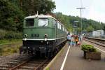 Am 13.09.2014 stand während den Triberger Bahnhofstage mehrere Loks vom DB Museums Koblenz Lützel auf Gleis 3, darunter die hier zusehende E50 091.