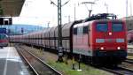 151 029 und Schwesterlok am Ende des Erzzuges am 23.06.2007 bei der Durchfahrt durch Regensburg Hbf.