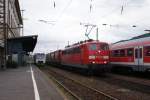 151 076-7 mit Containerzug in Gemnden (Main) am 18.07.2008