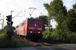 151 049-4 mit Containerzug am Km 28,190 in Dsseldorf am 22.07.2008