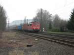 151 055-1 mit GZ in Fahrtrichtung Norden kurz vor dem Bahnhof Eschwege West.