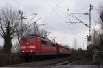 151 154-2 mit Kohlezug am Km 28,190 in Dsseldorf am 21.02.2009