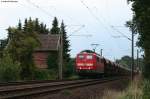 151 020-5 mit einem F Wagen Zug gen Oldenburg bei Hude 17.8.10