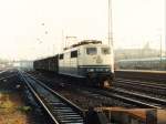 151 112-0 mit einem Gterzug auf Bahnhof Dren am 29-10-1993.