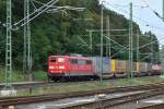 151 046-0 mit LKW Auflieger in Richtung Aachen am 31.8.11 in Stolberg