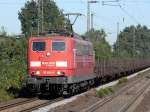 151 034-6 mit leeren Rungenwagen. Recklinghausen-Sd. 01.10.2011.