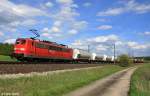 DB 151 059-3 vor Ganzzug Kesselwagen EVS Richtung Wrzburg, KBS 920 Treuchtlingen - Wrzburg, fotografiert bei Mitteldachstetten am 08.05.2012