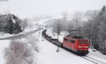 151 045-2 mit dem M 62798 (Offenburg Gbf-Immendingen) bei St.Georgen 28.2.13