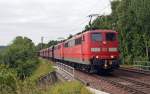 Am 03.07.14 ziehen 151 110 und eine Schwester einen Erzzug durch Moorburg Richtung Hamburger Hafen.