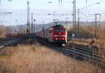 151 032-0 mit Containerzug in Fahrtrichtung Süden.