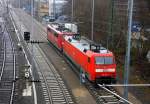 152 130-1 und 151 031-2 beider von DB stehen in Aachen-West.
Aufgenommen von der Brücke Turmstraße bei Regenwetter am Nachmittag vom 10.1.2015.