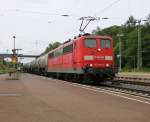151 069-2 mit Kesselwagenzug in Fahrtrichtung Norden. Aufgenommen am 28.06.2014 in Eichenberg.