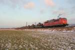 151 075-9 DB Schenker Rail bei Reundorf am 06.02.2015.