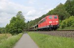 151 034-6 DB mit lerrem Autozug bei Erzhausen am 21.05.2016